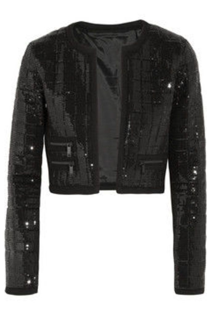 Harlow cropped quilted sequined jersey jacket