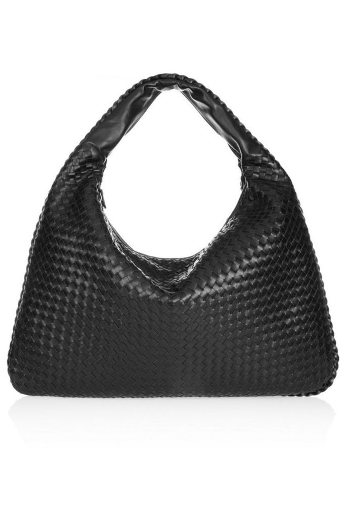 Bottega Veneta - Maxi Veneta Intrecciato Leather Shoulder Bag - Black