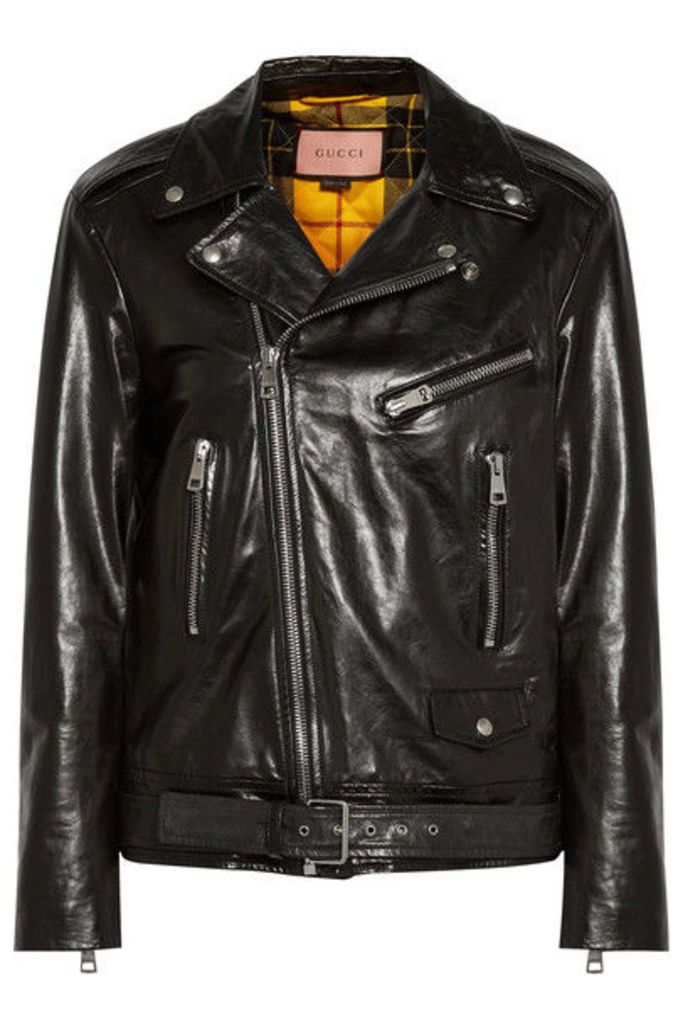 Gucci - Painted Leather Biker Jacket - Black