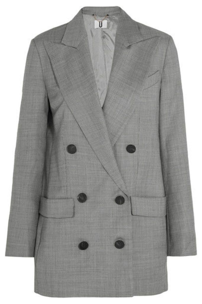 Topshop Unique - Wycliffe Double-breasted Wool-twill Blazer - Gray