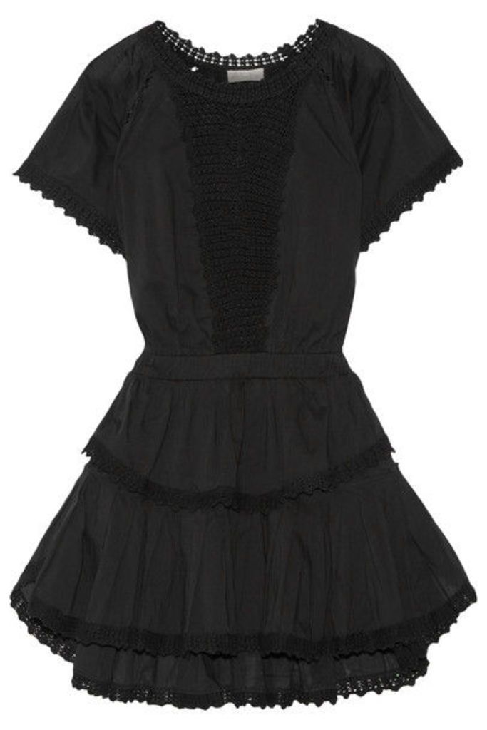 LoveShackFancy - Carla Crochet-trimmed Cotton-voile Mini Dress - Black
