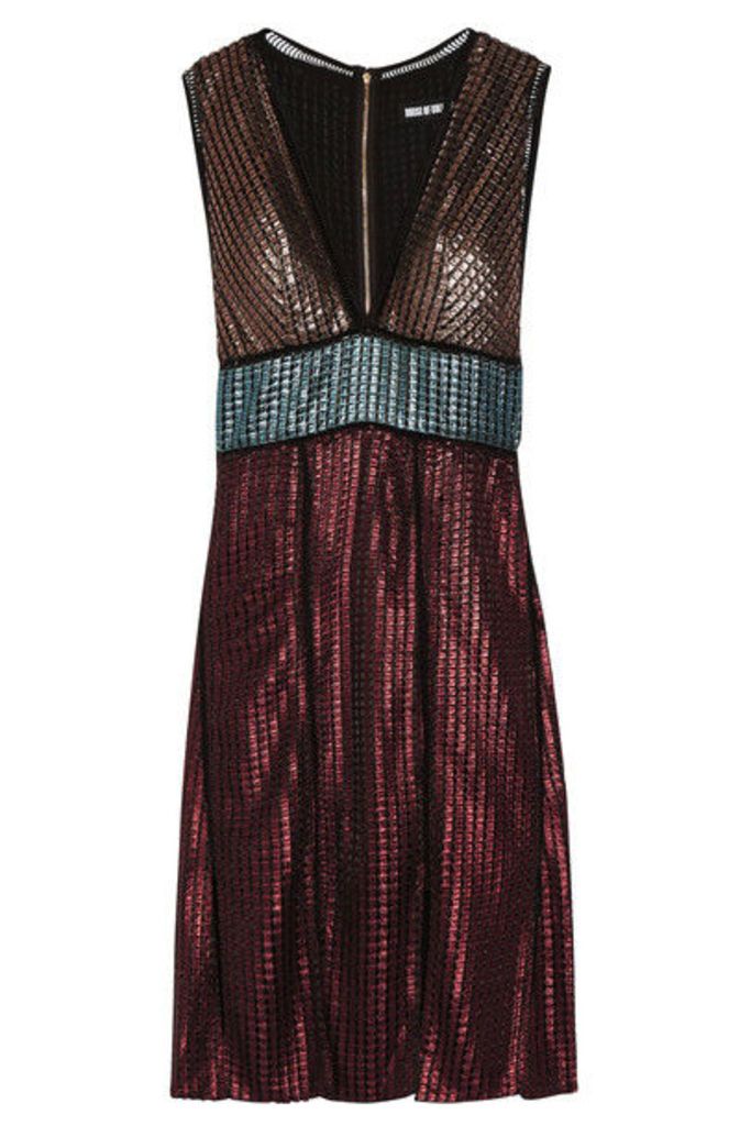 House of Holland - Paneled Metallic Textured-knit Dress - UK8