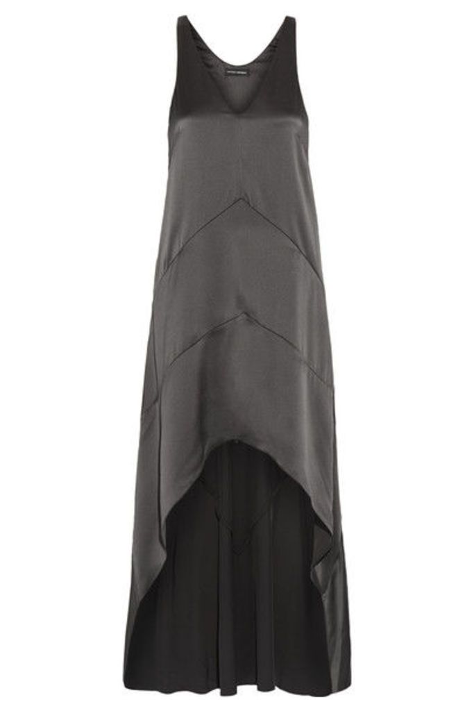 Narciso Rodriguez - Asymmetric Silk-satin Dress - Gunmetal