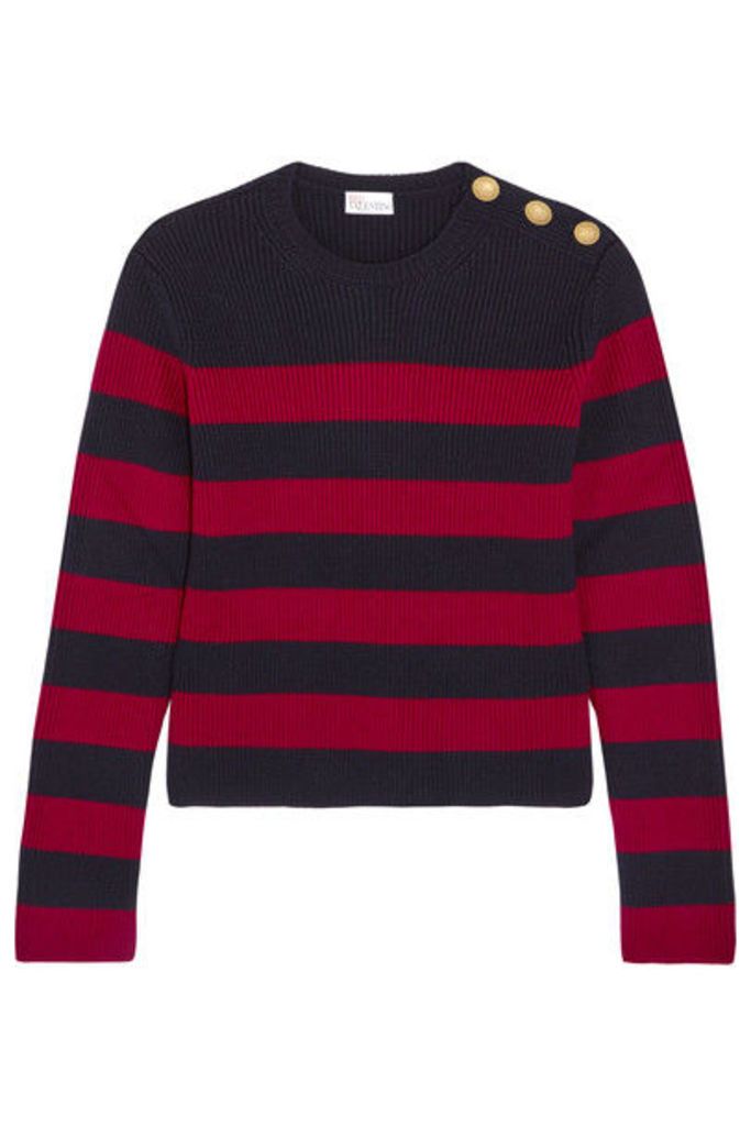 REDValentino - Striped Ribbed Wool Sweater - Claret
