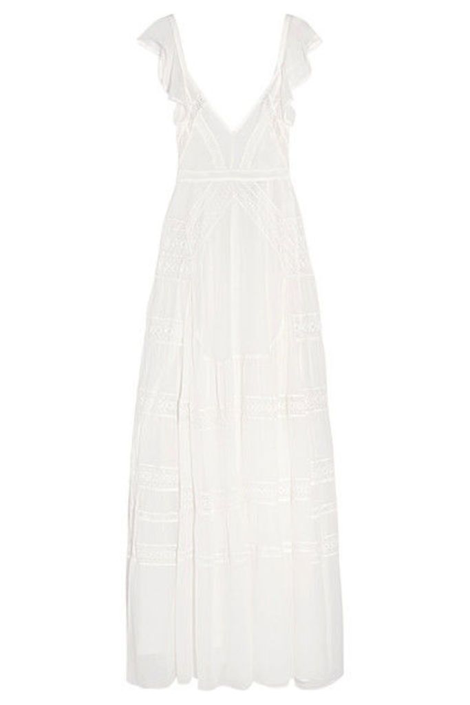 Needle & Thread - Bridal Lace-paneled Silk-crepe Gown - Ivory