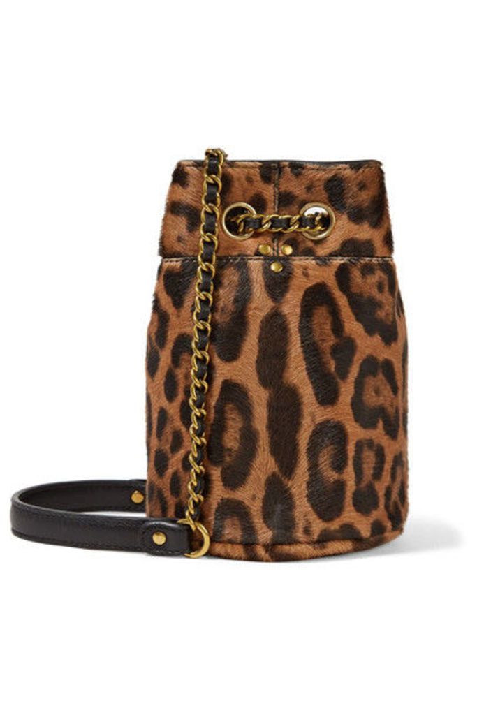 JÃ©rÃ´me Dreyfuss - Popeye Mini Leopard-print Calf-hair Bucket Bag - Leopard print