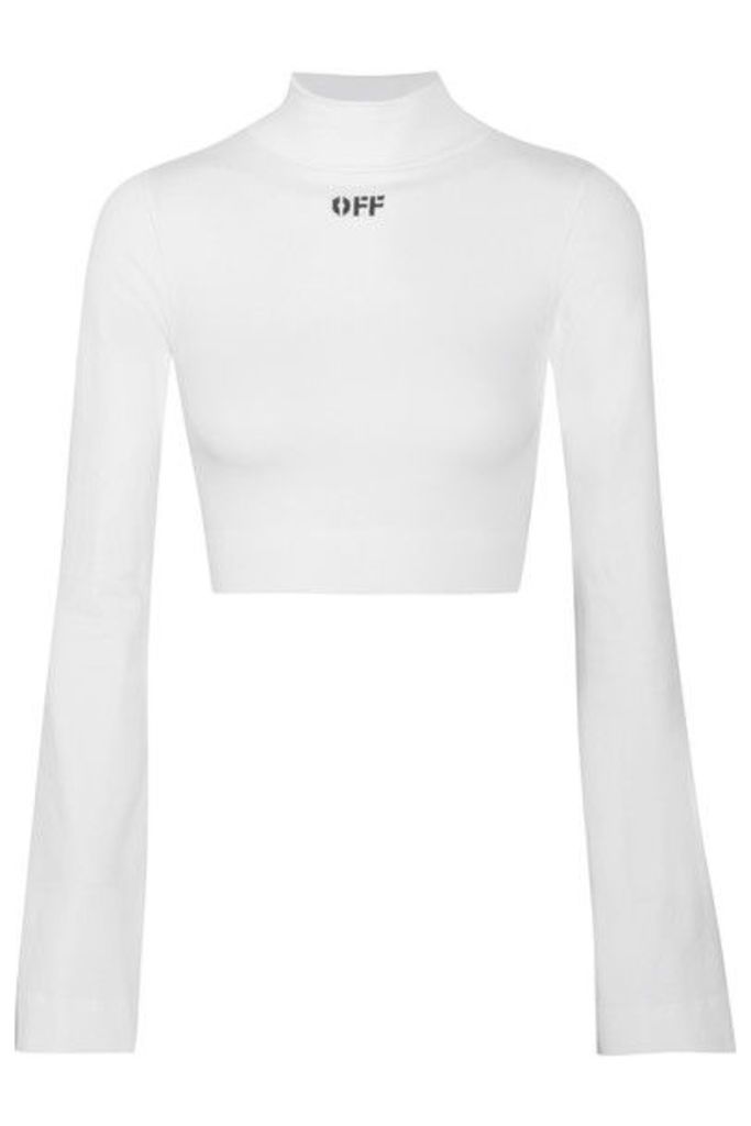 Off-White - Cropped Intarsia Stretch-knit Top - large