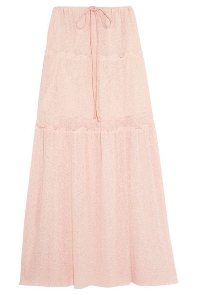See by ChloÃ© - Tiered Stretch-knit Maxi Skirt - Pastel pink
