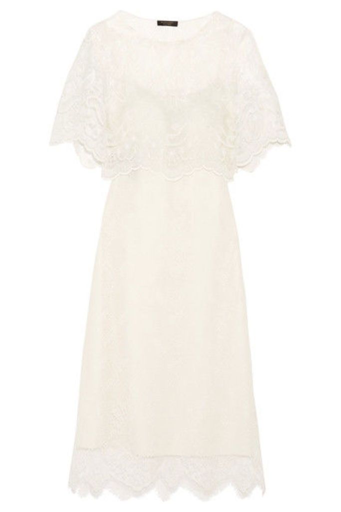 Burberry - Cape-effect Lace Midi Dress - White