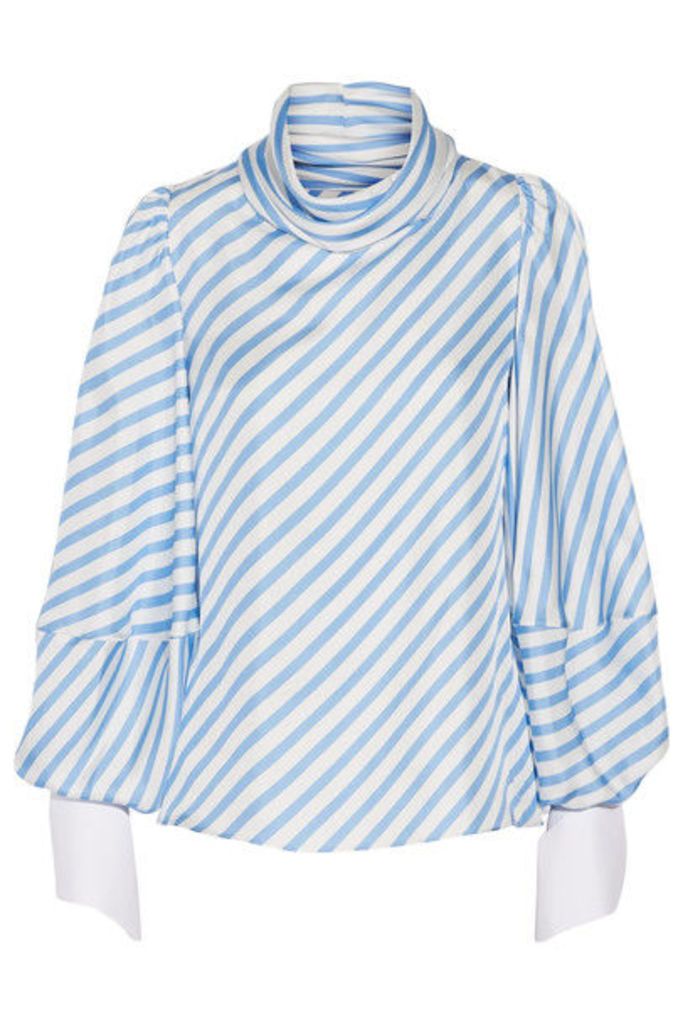 Monse - Draped Striped Silk-twill Top - Light blue