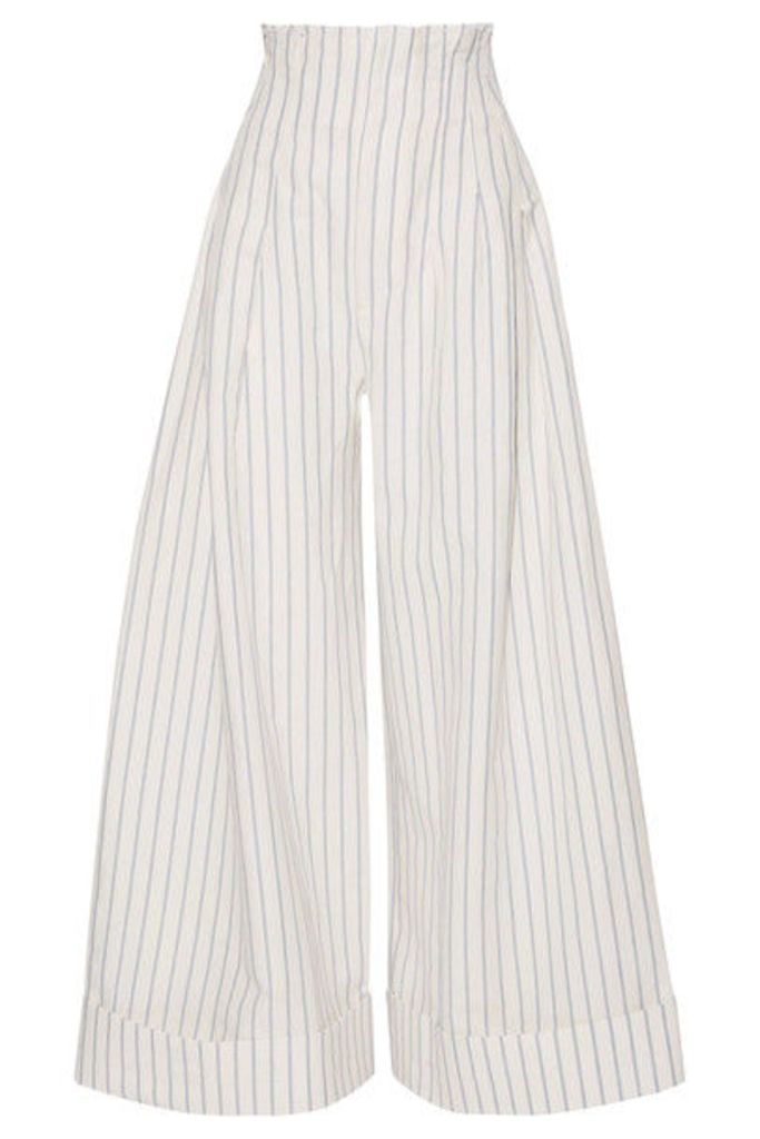 Jacquemus - Striped Cotton And Linen-blend Wide-leg Pants - Off-white
