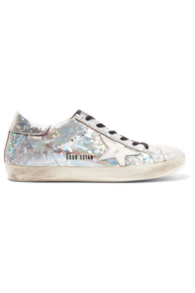 Golden Goose Deluxe Brand - Super Star Distressed Metallic Leather Sneakers - Silver