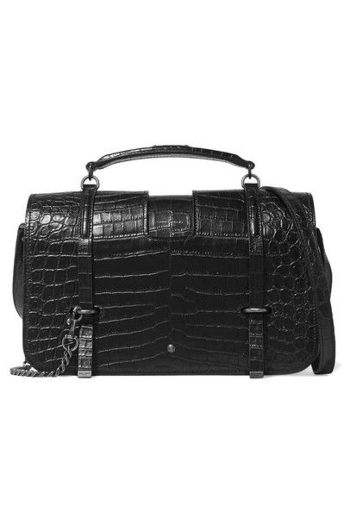 Saint Laurent - Charlotte Large Croc-effect Leather Shoulder Bag - Black