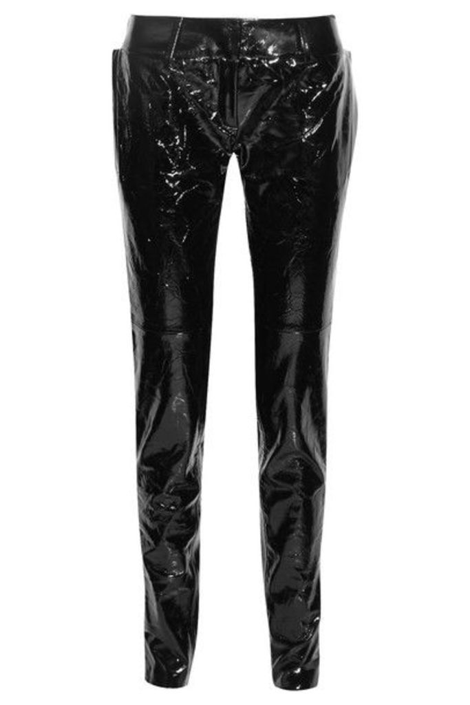 Ronald Van Der Kemp - Crinkled Patent-leather Straight-leg Pants - Black