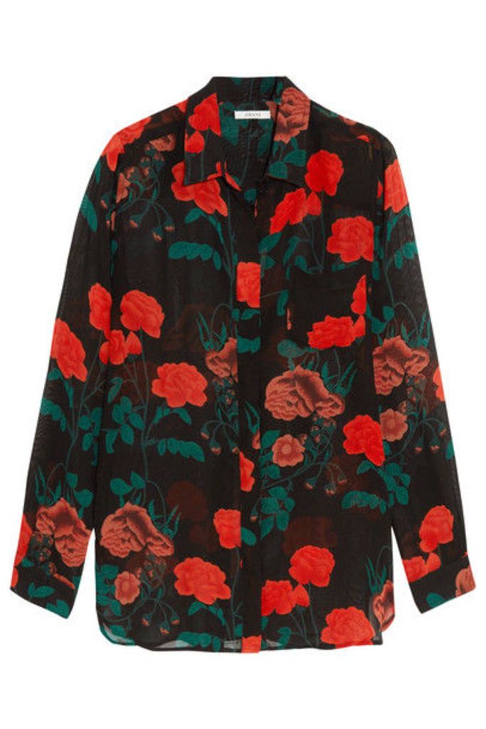 GANNI - Newman Floral-print Georgette Shirt - Black