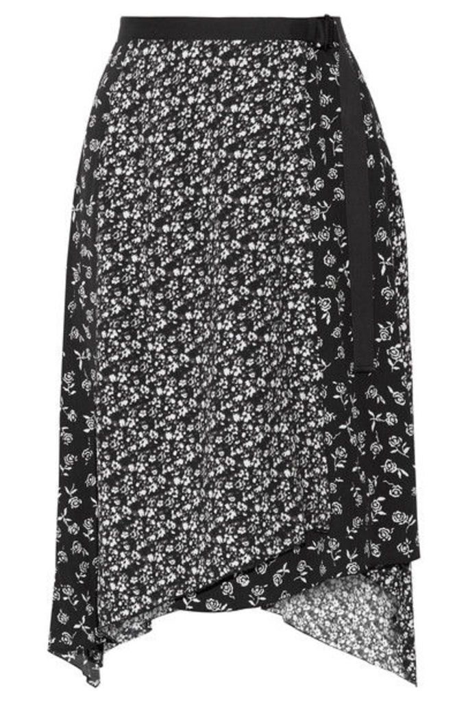 rag & bone - Liv Asymmetric Printed Crepe Wrap Skirt - Black