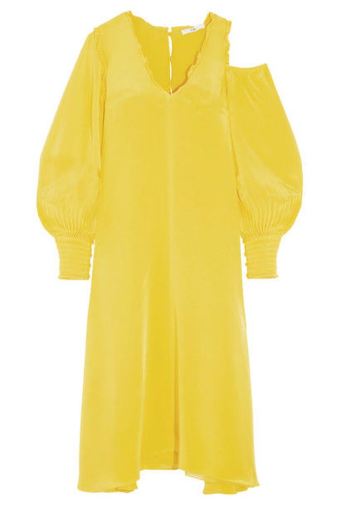 Tibi - Oversized Cutout Silk Crepe De Chine Midi Dress - Bright yellow