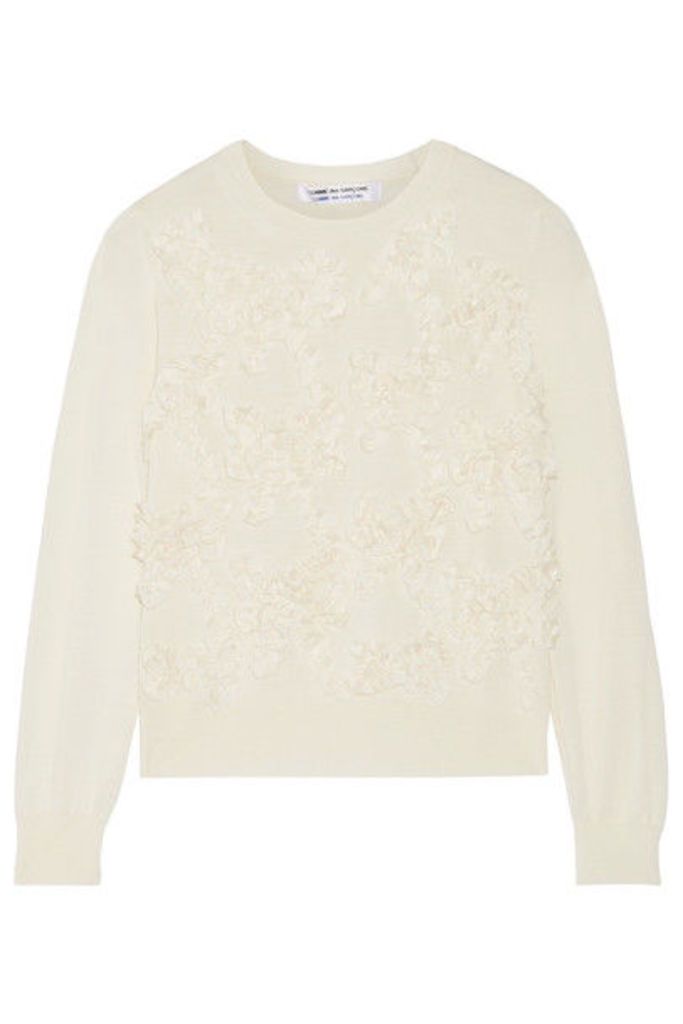 Comme des GarÃ§ons Comme des GarÃ§ons - Bow-appliquÃ©d Wool Sweater - Off-white