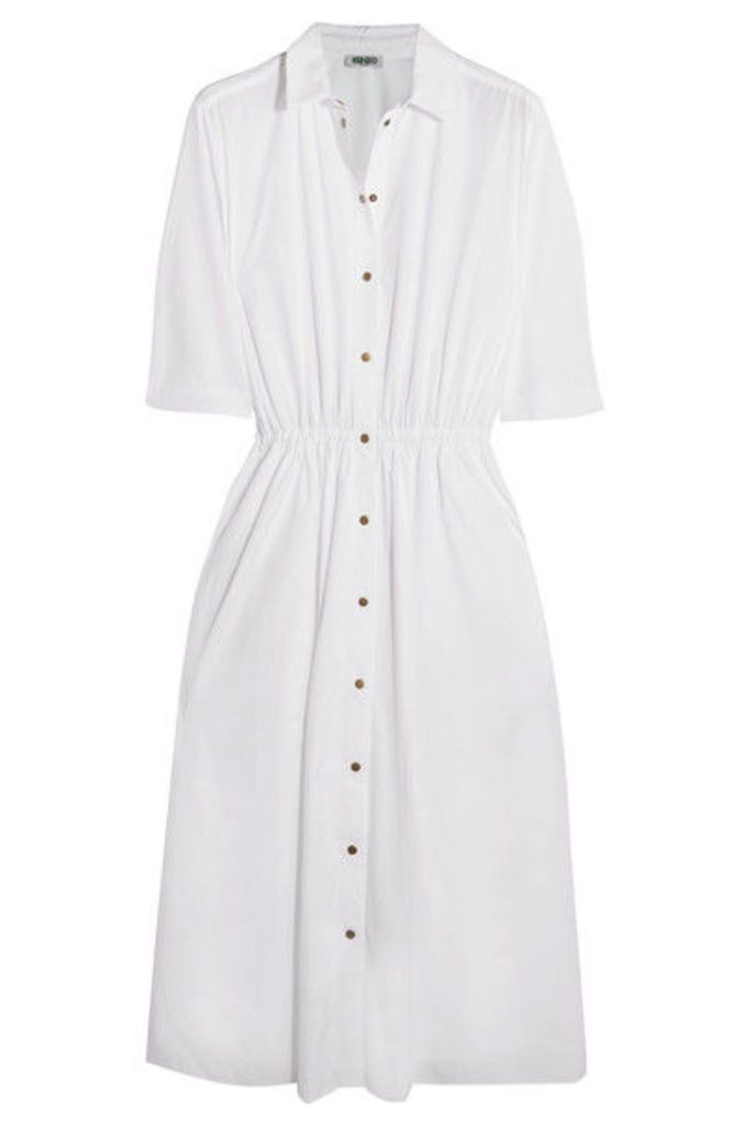 KENZO - Embellished Cotton-poplin Shirt Dress - White