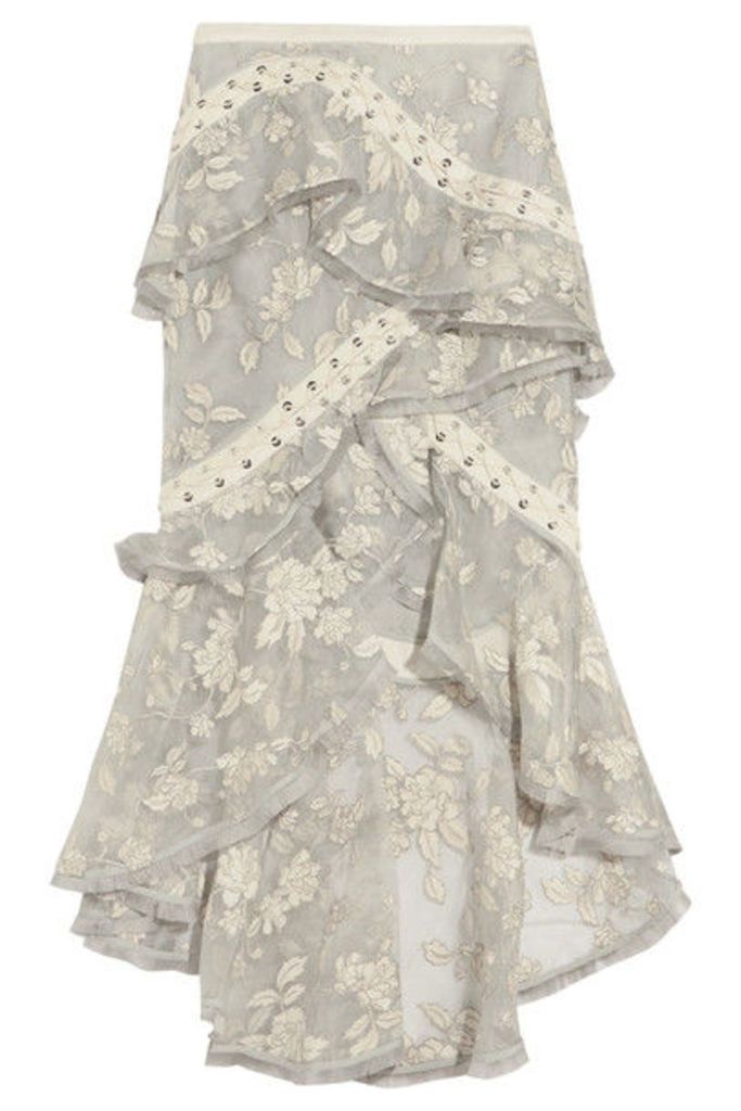 Zimmermann - Lace-up Embroidered Silk-organza Skirt - White