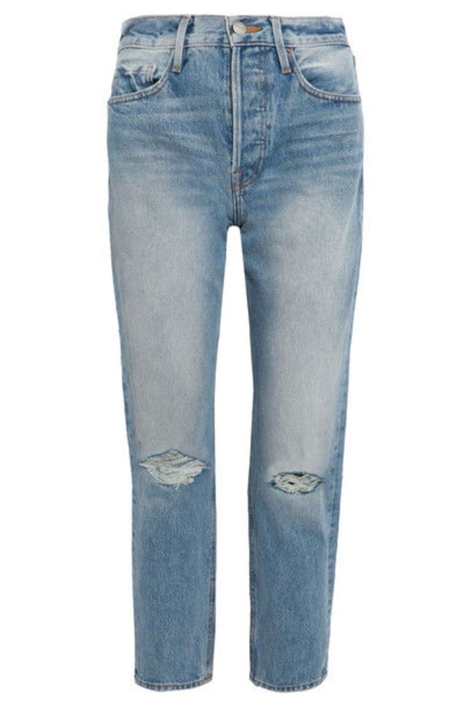 FRAME - Rigid Re-release Le Original Distressed High-rise Straight-leg Jeans - Blue