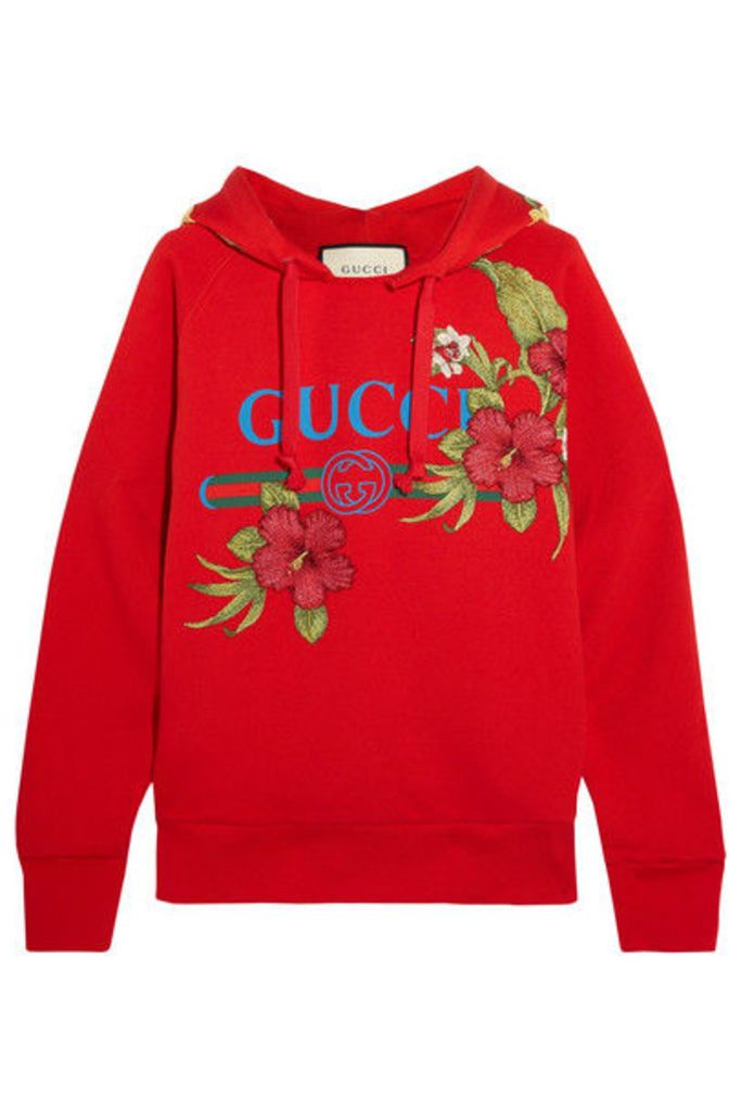 Gucci - Embroidered Printed Cotton-jersey Hooded Top - medium