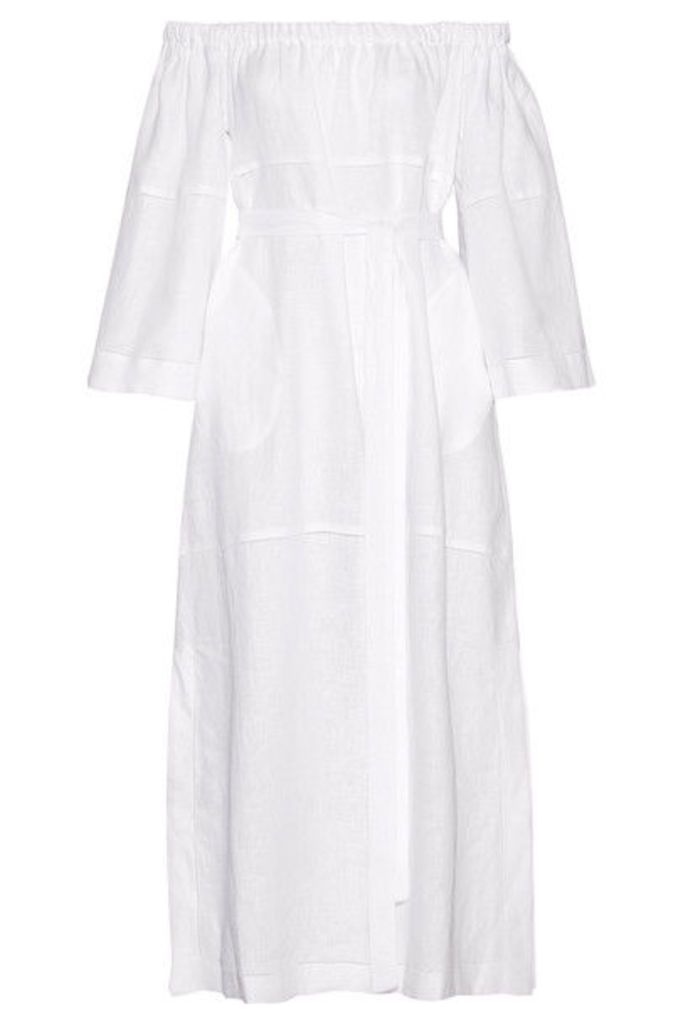 Lisa Marie Fernandez - Off-the-shoulder Pointelle-trimmed Linen-gauze Maxi Dress - White