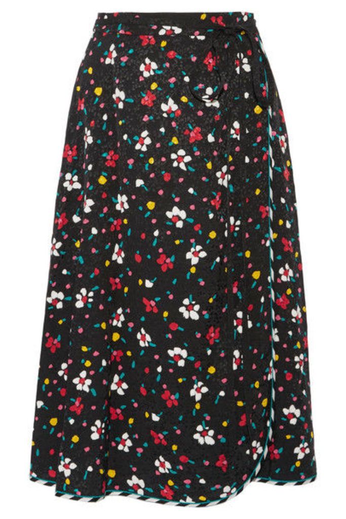 Marc Jacobs - Floral-print Silk-jacquard Wrap Skirt - Black