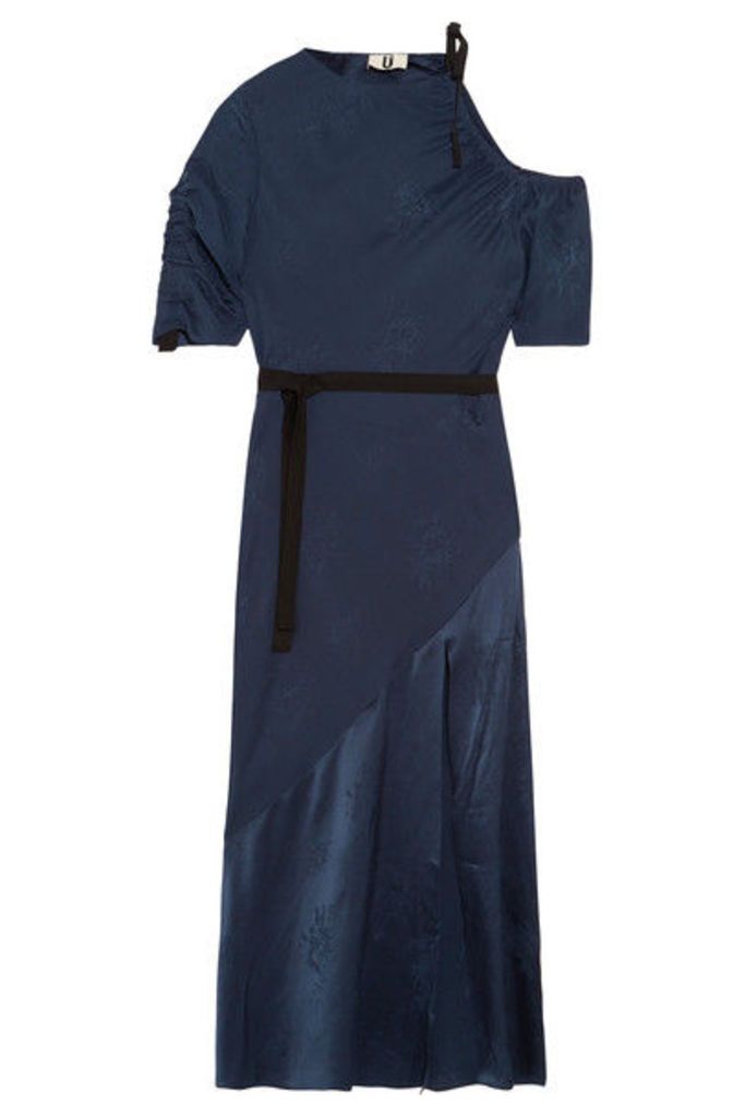Topshop Unique - Lambeth Cutout Silk-jacquard Midi Dress - Navy