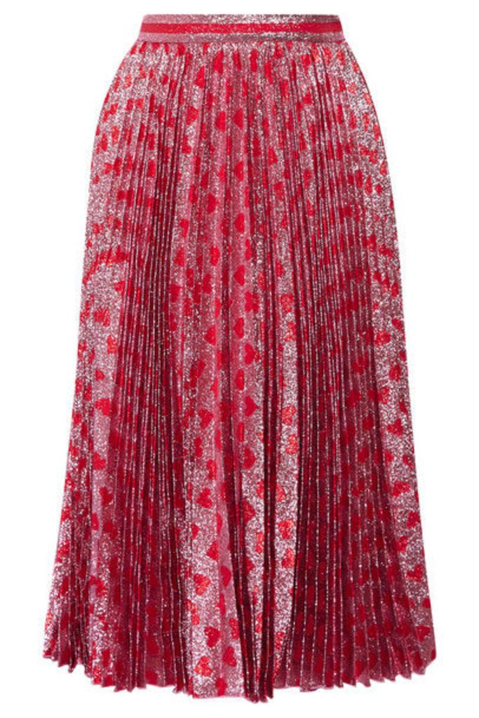 Gucci - Pleated Printed LamÃ© Skirt - Red