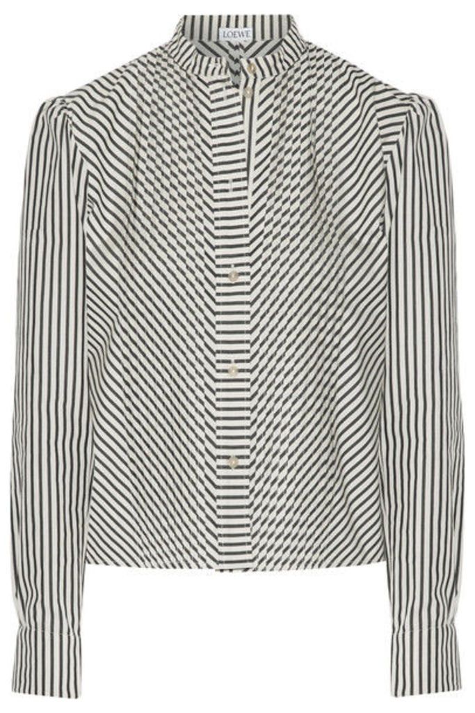 Loewe - Pintucked Striped Cotton-poplin Shirt - Ecru