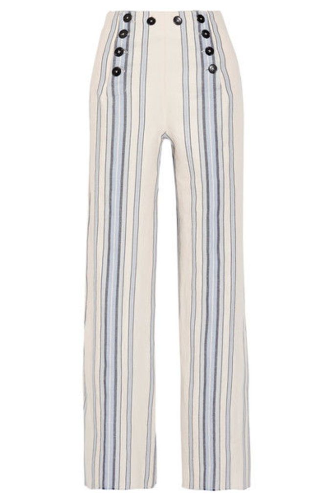 LemLem - Halima Striped Cotton And Linen-blend Wide-leg Pants - Sky blue