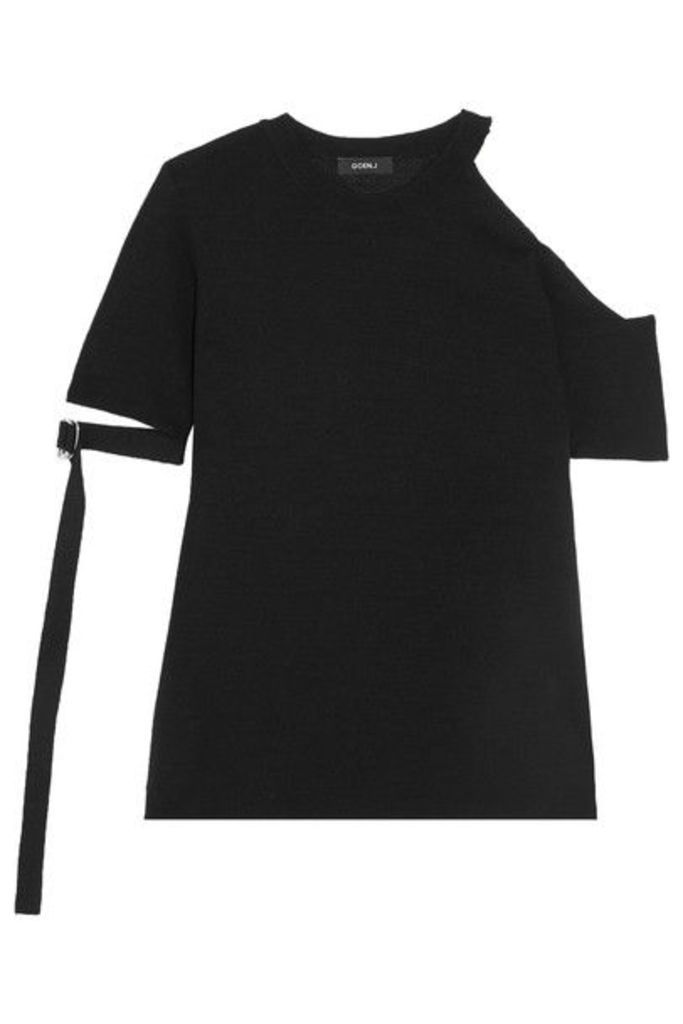 Goen J - Cold-shoulder Knitted T-shirt - Black