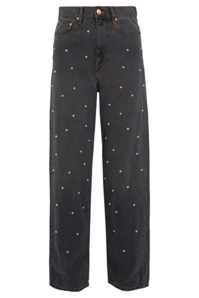 Ã‰toile Isabel Marant - Curt Faux Pearl-embellished Low-rise Boyfriend Jeans - Gray
