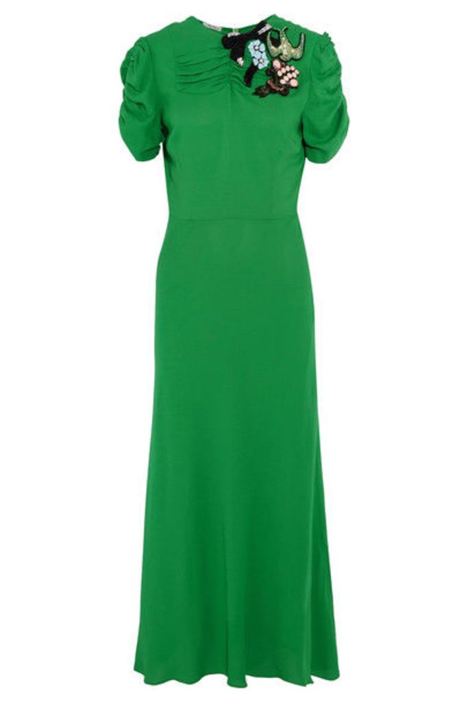Miu Miu - Embellished Crepe Midi Dress - Green