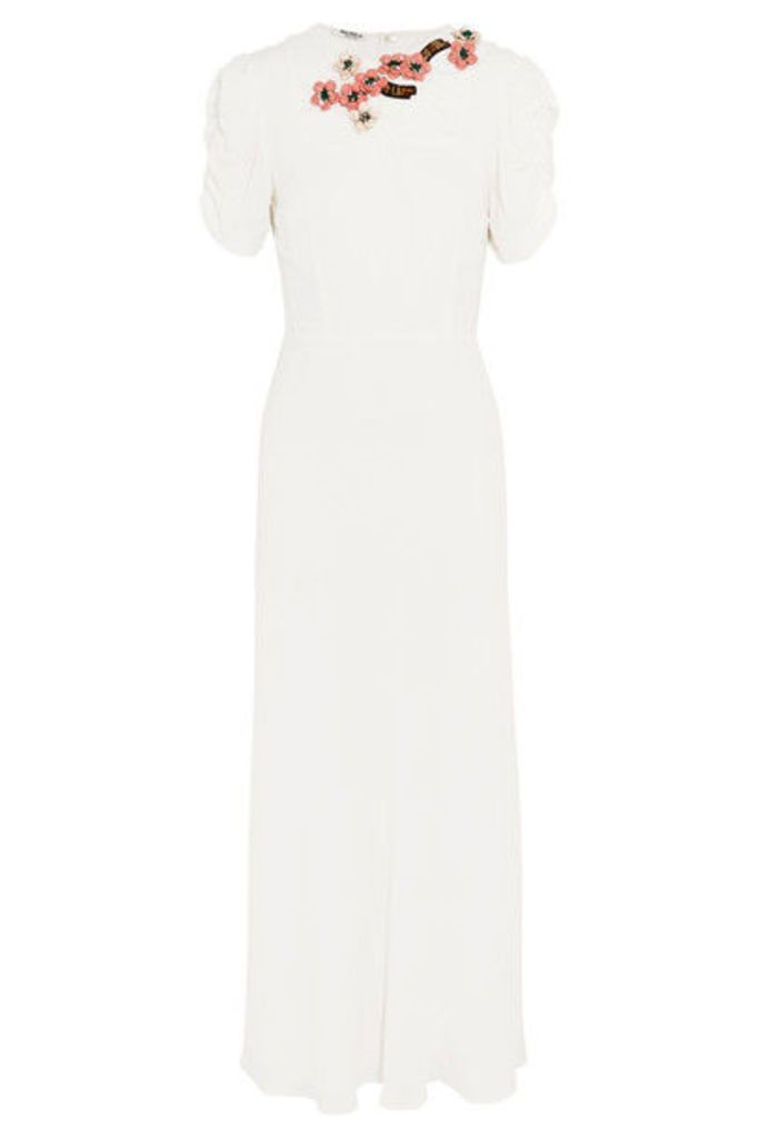 Miu Miu - Embellished Crepe Midi Dress - White
