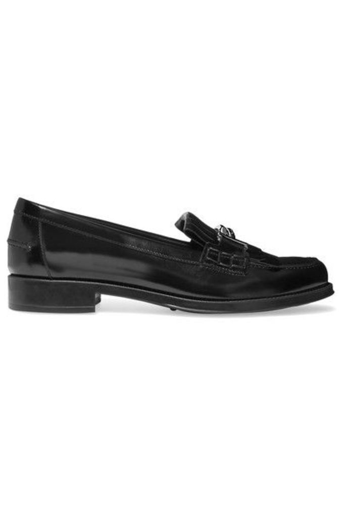 Tod's - Fringed Glossed-leather Loafers - Black