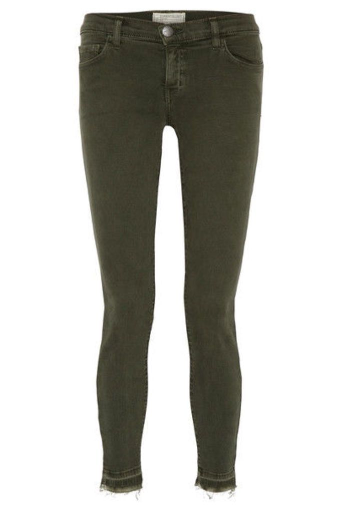 Current/Elliott - The Stiletto Frayed Mid-rise Skinny Jeans - Forest green