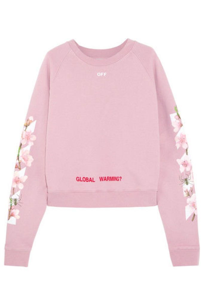 Off-White - Printed Cotton-jersey Sweatshirt - Baby pink