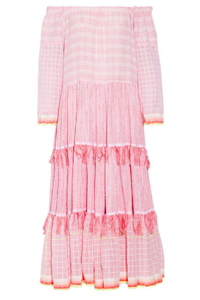LemLem - Anan Off-the-shoulder Striped Cotton-blend Gauze Midi Dress - Pastel pink