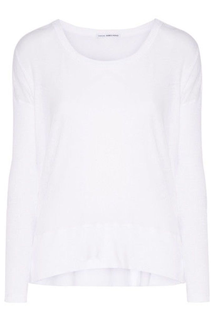 James Perse - Ribbed-paneled Cotton-jersey Top - White