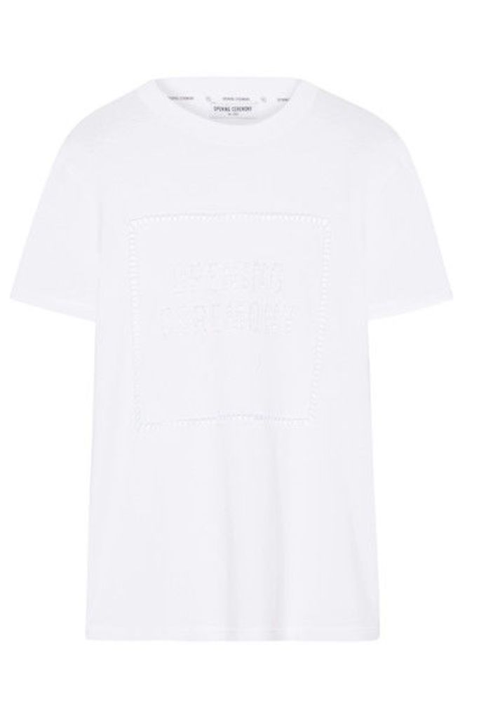 Opening Ceremony - Pointelle-trimmed Cotton-jersey T-shirt - White