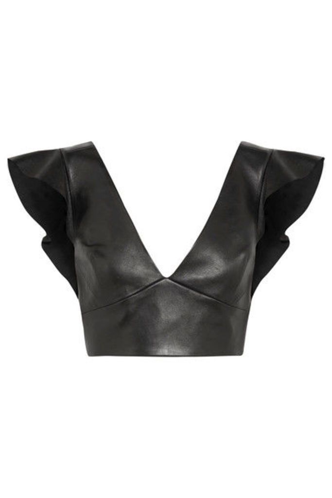 Isabel Marant - Glenside Cropped Ruffled Leather Top - Black