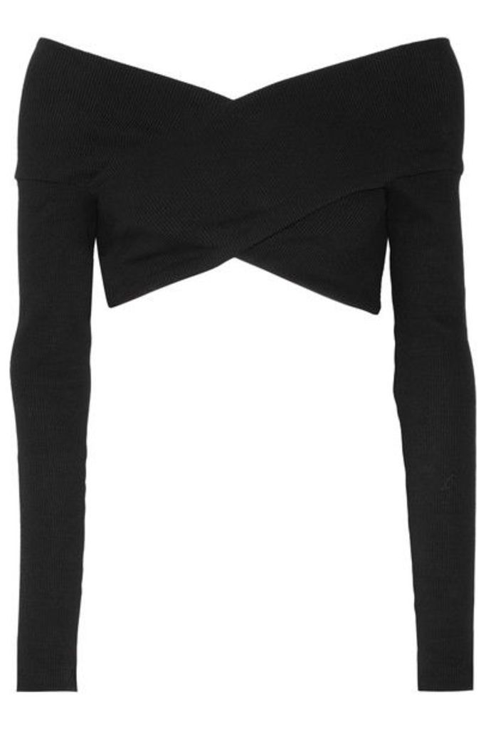 Opening Ceremony - Cropped Off-the-shoulder Ribbed Cotton-blend Top - Black