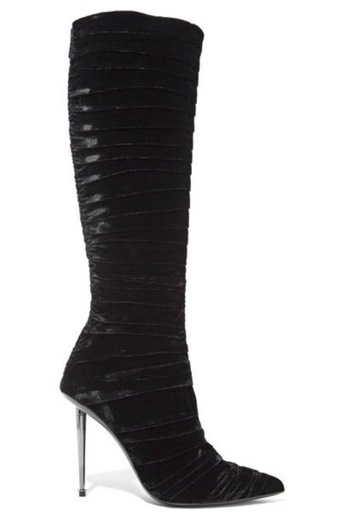 TOM FORD - Ruched Velvet Knee-high Boots - Black