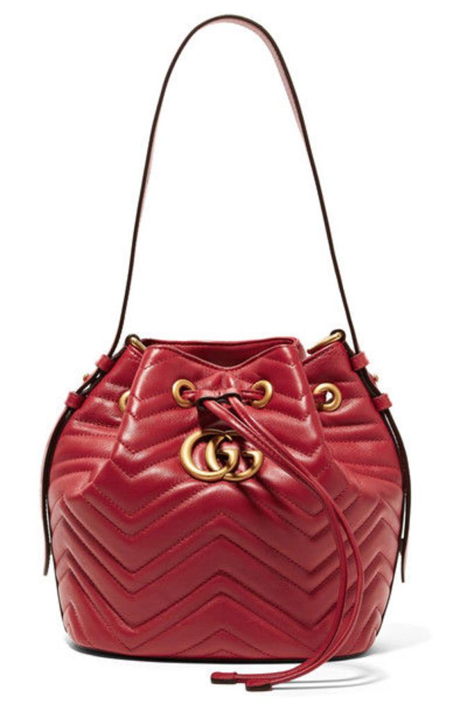 Gucci - Gg Marmont Quilted Leather Bucket Bag - Red