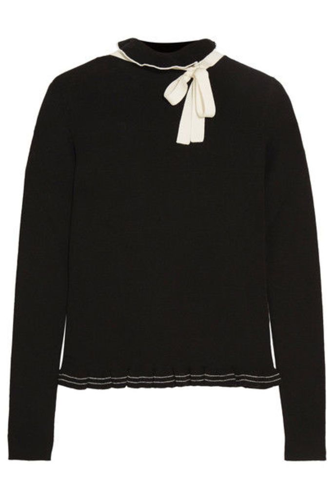 REDValentino - Ruffled Bow-embellished Wool Sweater - Black