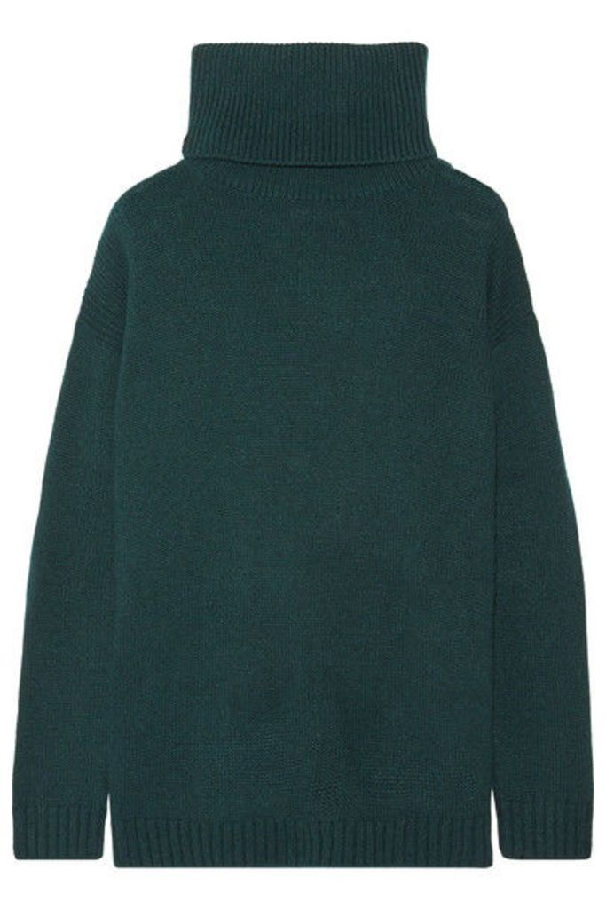 Prada - Suede-trimmed Wool And Cashmere-blend Turtleneck Sweater - Forest green