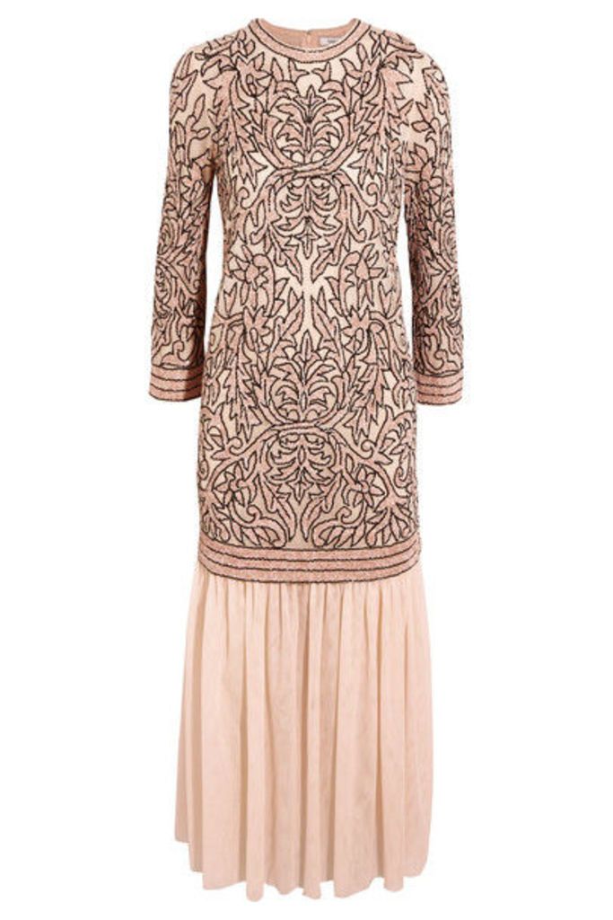 GANNI - Layered Sequined Tulle Maxi Dress - Blush