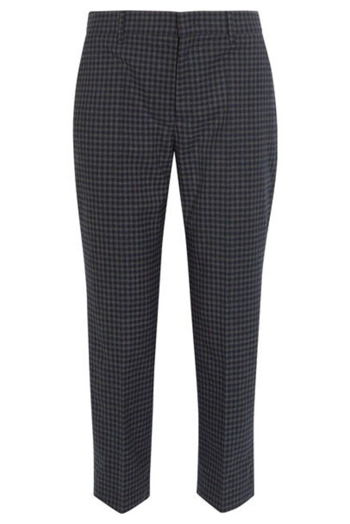 Prada - Cropped Checked Flannel Straight-leg Pants - Charcoal